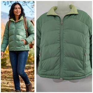 VTG LL Bean Womens Large Down/Puffer Coat Reversible Warm Winter Favorite 80'S
